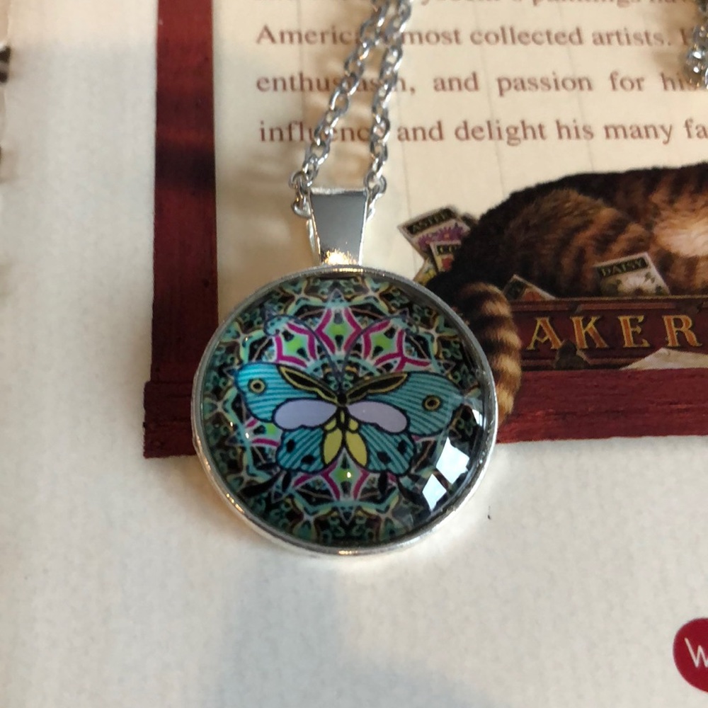 Butterfly mandala necklace